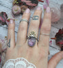 Size 7.5 - Smoky Amethyst, Sterling and Fine Silver and Brass Ring