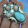 PENDANT, Celestial Emblem, Peruvian Blue Opal & Moonstones, 18" Chain