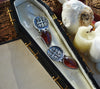 For the Dead Travel Fast, Earrings, Dracula, Garnet