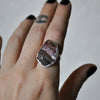 Blemished - Size 7, Watermelon Candy, Raw Tourmaline Druzy, Sterling and Fine Silver