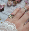Size 4.5 - Rhodochrosite, Sterling and Fine Silver and Brass Ring