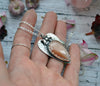 Valentine Pendant, Peach Moonstone, Sterling and Fine Silver