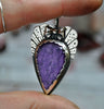 Valentine Pendant, Brazilian Amethyst, Sterling and Fine Silver