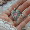 Valentine Pendant, Candy Tourmaline, Sterling and Fine Silver