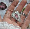 Valentine Pendant, Candy Tourmaline, Sterling and Fine Silver
