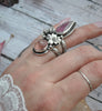 Size 6 - Quartz and Tourmaline, Sterling and Fine Silver Ring