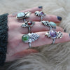 Size 8, Moon&Star sets, Emerald & Garnet