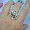 BLEMISHED, Size 8.25, Moon&Star ring, Golden Star Rutile Quartz, Sterling and Fine Silver