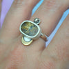 BLEMISHED, Size 8.25, Moon&Star ring, Golden Star Rutile Quartz, Sterling and Fine Silver