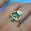 BLEMISHED, Size 8.25, Moon&Star ring, Golden Star Rutile Quartz, Sterling and Fine Silver