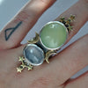 SIZE 7, Dreamscape, Opal/Moonstone/Tourmaline ring, Sterling and Fine Silver