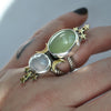 SIZE 7, Dreamscape, Opal/Moonstone/Tourmaline ring, Sterling and Fine Silver