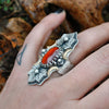 Size 6.5 - Pumpkin Harvest, Garnet, Sterling and Fine Silver and Brass