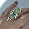 SIZE 7, Dreamscape, Opal/Moonstone/Tourmaline ring, Sterling and Fine Silver