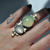 SIZE 7, Dreamscape, Opal/Moonstone/Tourmaline ring, Sterling and Fine Silver