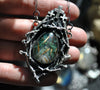 Pendant, Holy Sod, Superstions & Lore, Rutilated Quartz over Moss