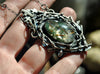 Pendant, Holy Sod, Superstions & Lore, Rutilated Quartz over Moss