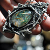 Pendant, Holy Sod, Superstions & Lore, Rutilated Quartz over Moss