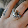 SIZE 7, Deluxe Moon Cat, with cat eye moonstones and silver moon