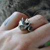 SIZE 7, Deluxe Moon Cat, with cat eye moonstones and silver moon