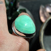 Size 9, Empress Rings, Green Opal, Solid Sterling and Fine Silver