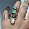 SIZE 7, Dreamscape, Opal/Moonstone/Tourmaline ring, Sterling and Fine Silver