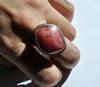 Size 7, Empress Rings, Rhodochrosite, Solid Sterling and Fine Silver