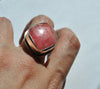 Size 7, Empress Rings, Rhodochrosite, Solid Sterling and Fine Silver