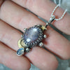 PENDANT, 18" chain, Moon Drops, Star Sapphire