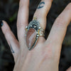 Size 7, Starlight, Moonstone, Sterling and Fine Silver and Brass