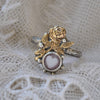 Size 9.5, Sweet Bloom, Vintage Glass, Sterling and Fine Silver and Brass