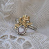 Size 9.5, Sweet Bloom, Vintage Glass, Sterling and Fine Silver and Brass