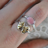Size 8 - Rhodochrosite, Sterling and Fine Silver and Brass Ring