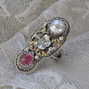 Size 6, Forget Me Not, Ring, Pearl and Pink Sapphire