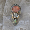 Size 8, Forget Me Not, Ring, Hematite Quartz and Opal