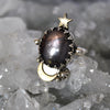 Size 7, Moon&Star Fortuna, Star Sapphire, Sterling and Fine Silver and Brass