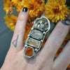 Size 6.75, Gemshow, Crystal Ring, Sterling and Fine Silver