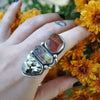 Size 9.25, Gemshow, Crystal Ring, Sterling and Fine Silver