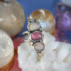 SIZE 6, Dreamscape, Opal/Bubblegum Tourmaline/Moonstone Ring, Sterling and Fine Silver