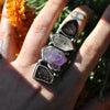 Size 7.25, Gemshow, Crystal Ring, Sterling and Fine Silver