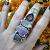 Size 7.25, Gemshow, Crystal Ring, Sterling and Fine Silver