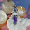 SIZE 8, Dreamscape, Tanzanite/Opal/Sugilite Ring, Sterling and Fine Silver