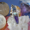 SIZE 8, Dreamscape, Tanzanite/Opal/Sugilite Ring, Sterling and Fine Silver