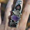 Size 7.25, Gemshow, Crystal Ring, Sterling and Fine Silver