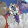 SIZE 8, Dreamscape, Tanzanite/Opal/Sugilite Ring, Sterling and Fine Silver