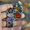 Size 7.25, Gemshow, Crystal Ring, Sterling and Fine Silver