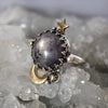 Size 8, Moon&Star Fortuna, Star Sapphire, Sterling and Fine Silver and Brass