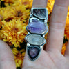 Size 7.25, Gemshow, Crystal Ring, Sterling and Fine Silver