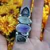 Size 7.25, Gemshow, Crystal Ring, Sterling and Fine Silver