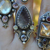 Size 8.5, Moon&Star deluxe SINGLE!, Hematite Quartz and Spinel and Prehnite, Sterling and Fine Silver and Brass